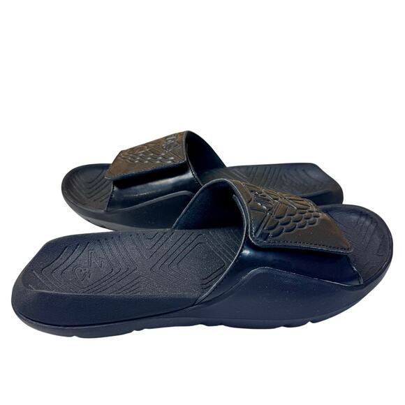 Nike Air Jordan Hydro 7 Slide Mens Size 11 Triple Black Slip On Logo Strap - Picture 1 of 9